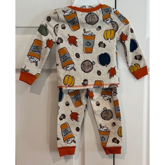 NEW Mud Pie Pumpkin Spice Latte Baby Halloween Fall Outfit Pajamas 6-9 - Picture 8 of 8